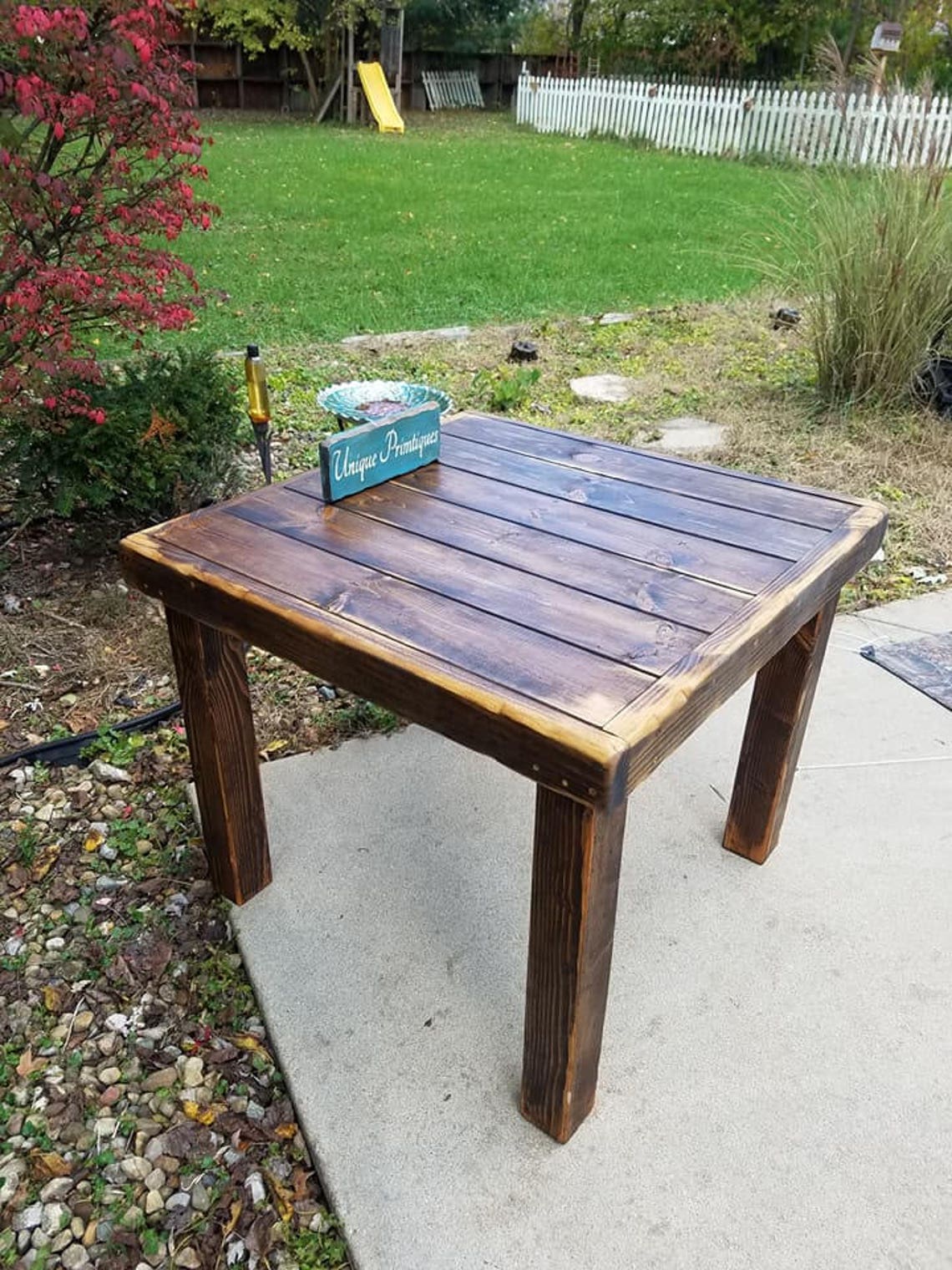 Rustic Square Reclaimed Wood Table Distressed Dark Walnut | Etsy