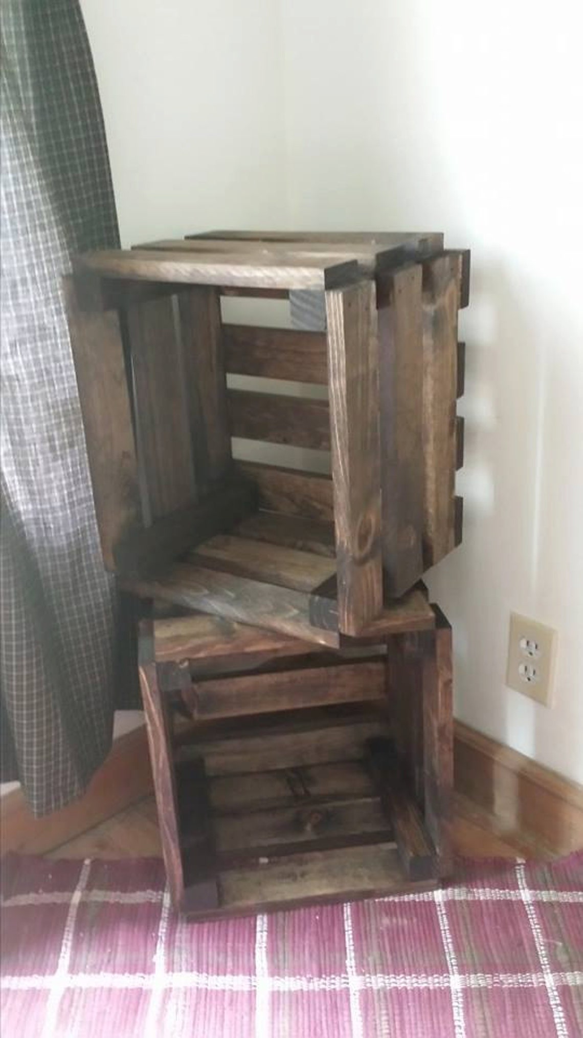 RUSTIC FARMHOUSE CRATE Salvaged Wood Dark Walnut Wall Shelf - Etsy