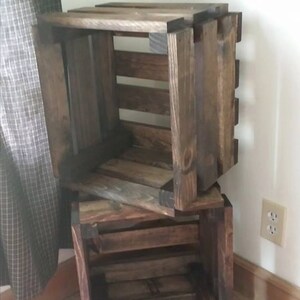 RUSTIC FARMHOUSE CRATE Salvaged Wood Dark Walnut Wall Shelf Storage ...