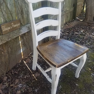 Rustic Ladder Back Chair Wood Malaysian Oak CHAIR Solid Wood Kitchen Dining Room Seat Seating Dark Walnut White Paint Custom Colors Welcome