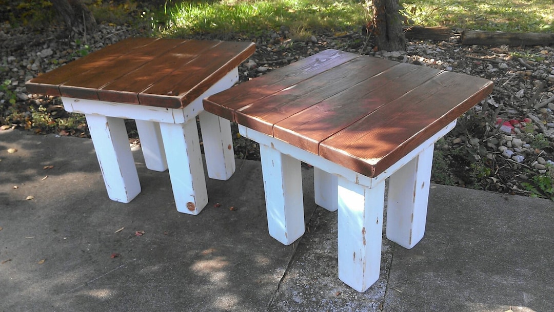 RUSTIC FARMHOUSE END Table Set Farm House Tables American Walnut ...
