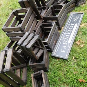 FARMHOUSE CRATE Rustic Reclaimed Wood Dark Walnut Farm House Wall Shelf ...