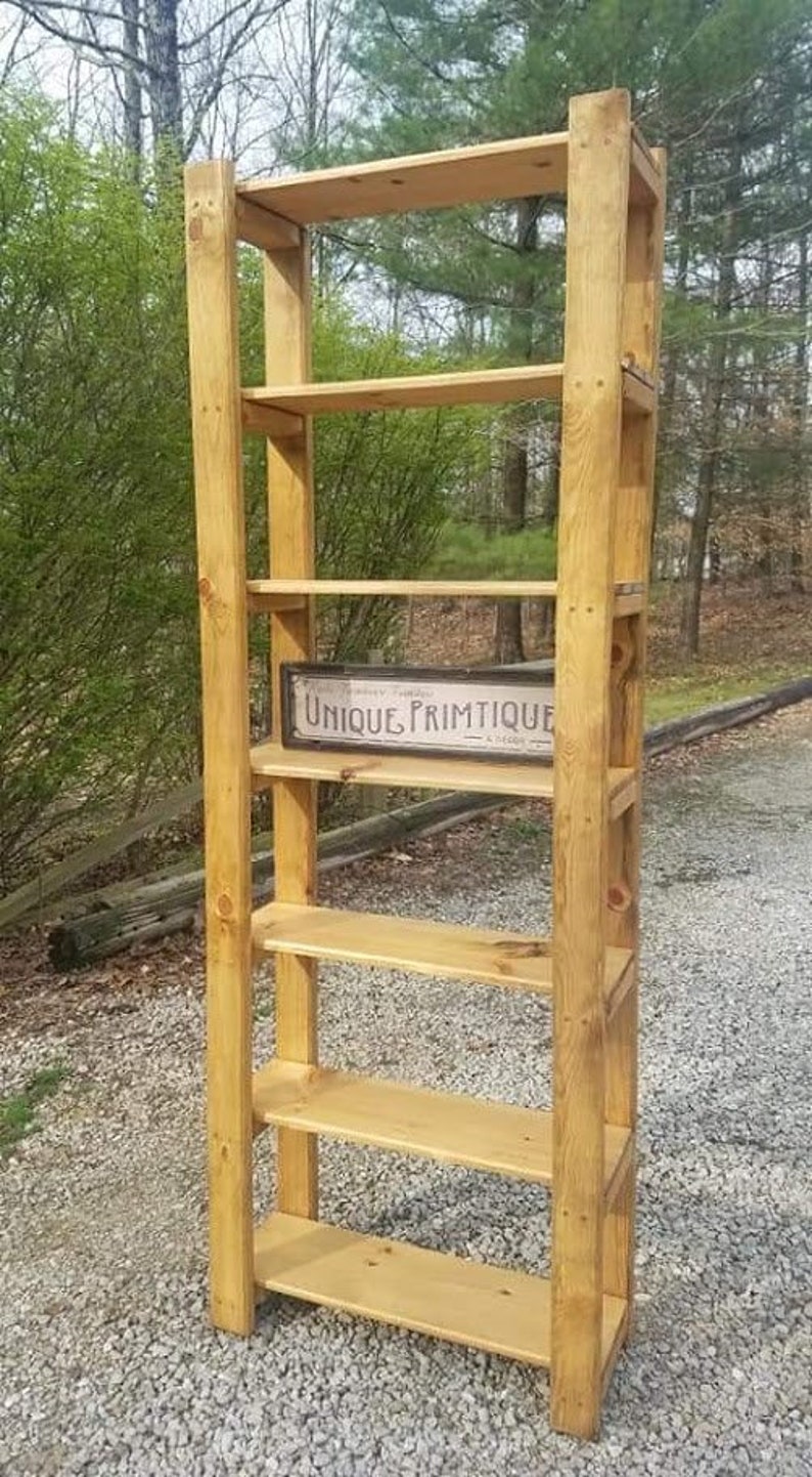 RUSTIC BOOKCASE TALL Reclaimed Wood Display Ladder End Bookshelf ...