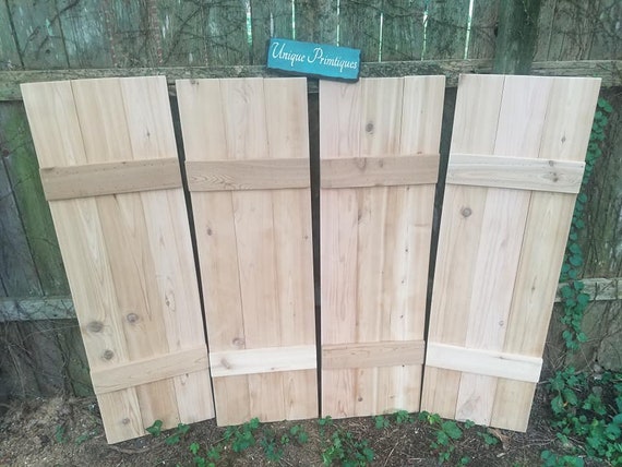 Red Cedar Shutters Farmhouse Style Rustic Farm House Wood Mini Etsy