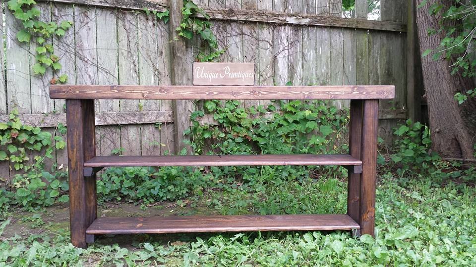 RUSTIC SOFA TABLE Narrow Console Bookcase Entryway Entry Shelf Hall ...