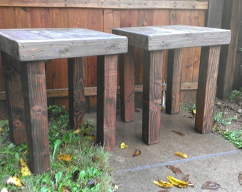 RUSTIC END TABLES Set Farmhouse Side Accent Nightstand Printer Amp Night Stand Reclaimed Wood Dark Walnut 23x22x25h Custom Sizes Colors