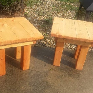 RUSTIC FARMHOUSE END Table Set Farm House Tables Golden Pecan Side ...