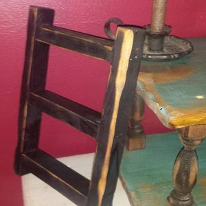 RUSTIC WOOD LADDER Jewelry Display Small Primitive Distressed Black Home Decor 8-1/2&quot; w x 12&quot; h Custom Sizes Colors Tie Scarf Rack Unique
