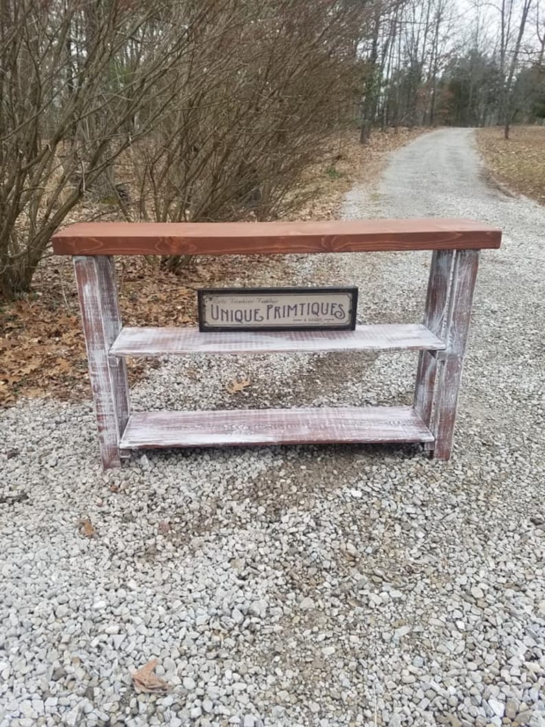 RUSTIC SOFA TABLE Bookcase Console Accent Entryway Entry Hall Reclaimed ...