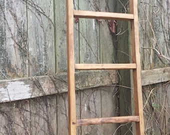 RUSTIC WOOD LADDER Primitive 14x48 Quilt Blanket Scarf Tie Towel Rack Primitive Home Cabin Lodge Decor Custom Sizes Colors Unique Primtiques
