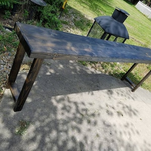 RUSTIC BAR TABLE Sofa Console Entry Hall Entryway Long Large 15x96x30h Reclaimed Wood Ebony Custom Sizes Colors Bar Stools Avail Unique