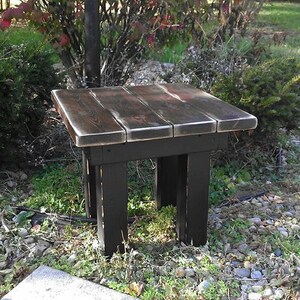 RUSTIC FARMHOUSE END Table Farm House Side Dark Walnut Kettle Black DIstressed Reclaimed Wood Side Night Stand 22x22x20h Custom Colors Sizes image 5