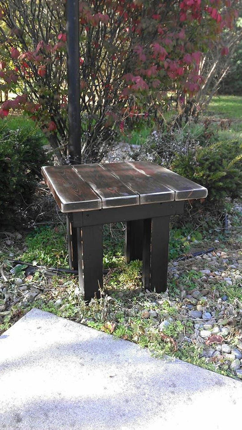 RUSTIC FARMHOUSE END Table Farm House Side Dark Walnut Kettle Black DIstressed Reclaimed Wood Side Night Stand 22x22x20h Custom Colors Sizes image 5
