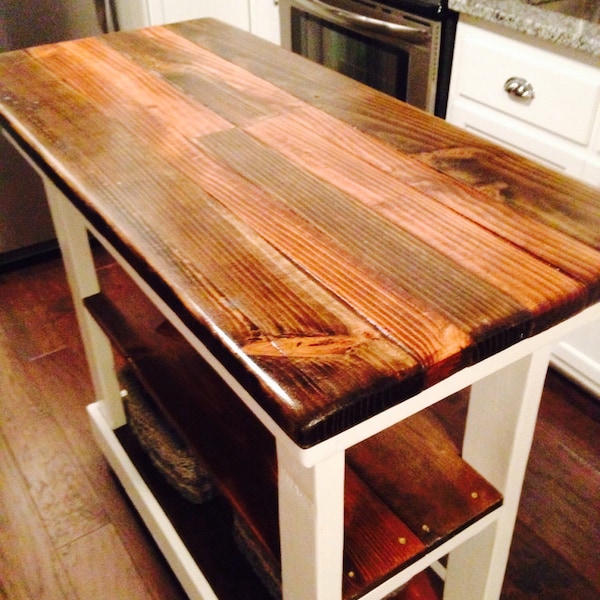 Multi Functional Tall Table American & Dark Walnut Stained Country White Kitchen Island W Center Shelf 20x43x38 Custom Sizes Colors Avail