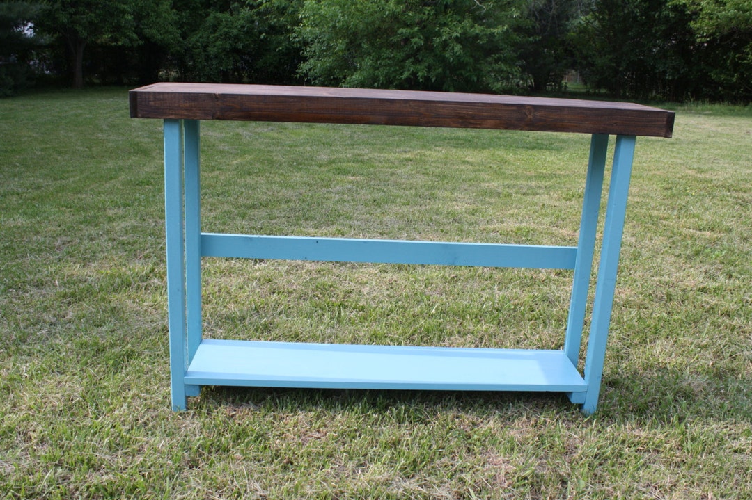 CONSOLE Sofa TABLE Rustic Accent Entryway Unique Primtiques Dark Walnut ...