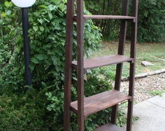 Rustic Beautiful TALL American Walnut Stained Douglas Fir Reclaimed Solid Wood Bookshelf Book Shelf 14x35x80 Custom Sizes Colors Available