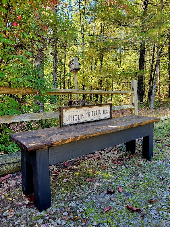 RUSTIC Wood Farmhouse BENCH Primitive Farm House Indoor Outdoor Kitchen ...