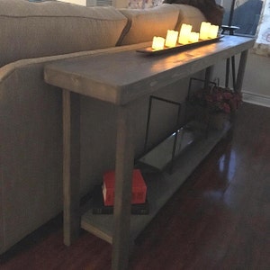 RUSTIC SOFA TABLE Console Entryway Entry Hall Large Reclaimed Wood 12-3/4x72x33h Long Accent W/ Shelf Custom Sizes Colors Weathered Gray