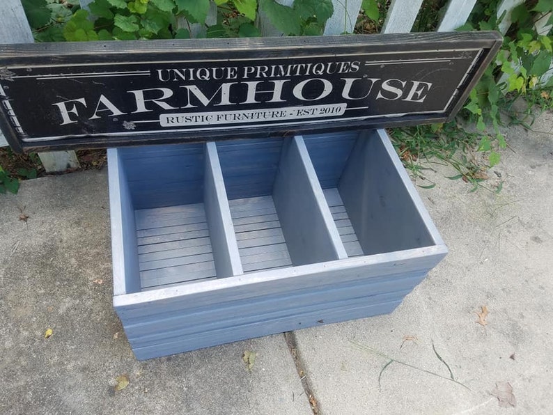 Rustic FARMHOUSE BOX CRATE W Dividers Bathroom Kitchen Wine - Etsy
