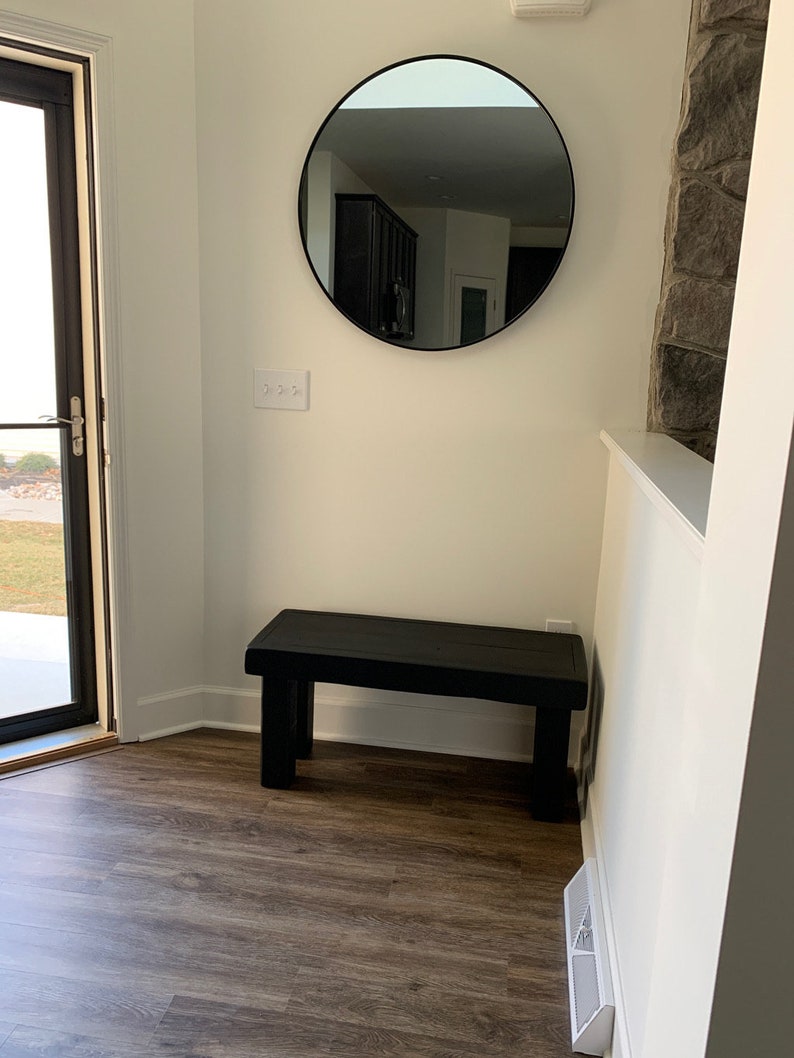 MUDROOM ENTRY BENCH Kettle Black Reclaimed Solid Wood Bench 14x38x18"h Custom Sizes Colors Indoor Outdoor Kitchen Dining Porch Decor Stand bild 3