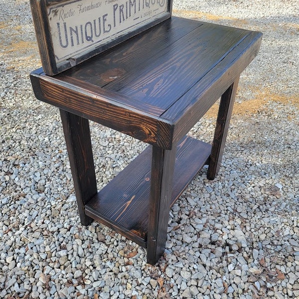 Rustic Side End TABLE Fish Tank Music Amp Plant Night TV Stand Reclaimed Wood DISTRESSED 17x27x26h Custom Sizes Colors