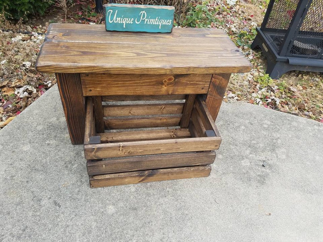 RUSTIC FARMHOUSE BENCH Farm House Mud Room W/ Wooden Crate Combo Lot ...