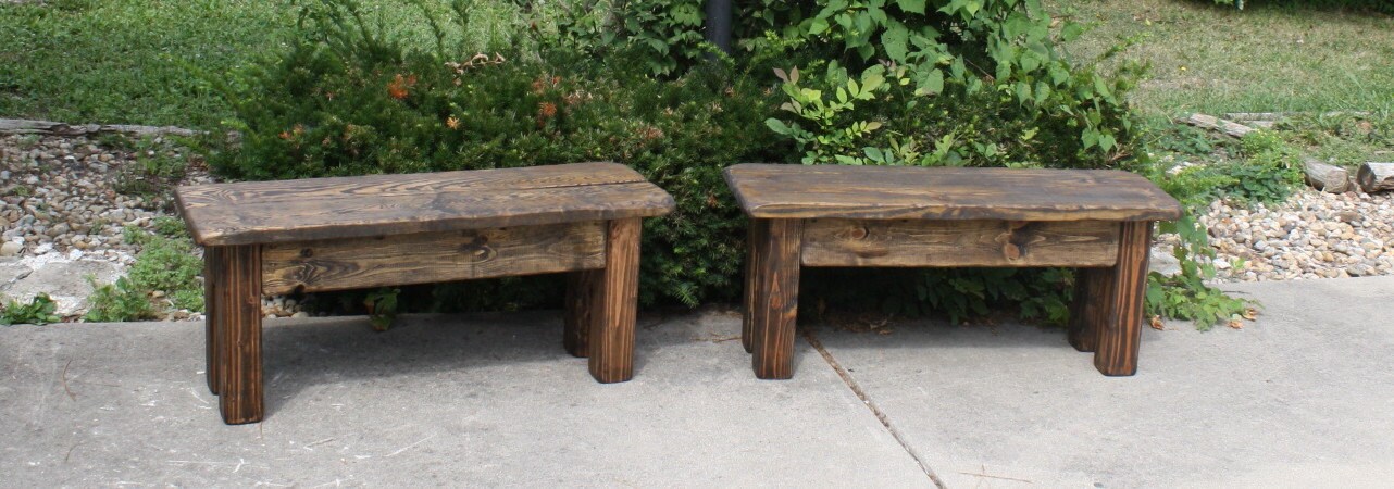 RUSTIC FARMHOUSE BENCH Lot Of Two Wooden Farm House Benches | Etsy