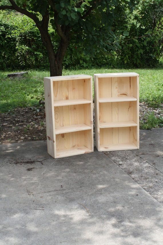 Rustic Natural Wood Book Shelf Bookcase LOT OF TWO Bathroom Hall