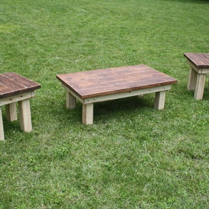 RUSTIC FARMHOUSE COFFEE End Table Set Farm House American Walnut Antique Paint Reclaimed Wood Nightstand Set Custom Sizes Colors Unique