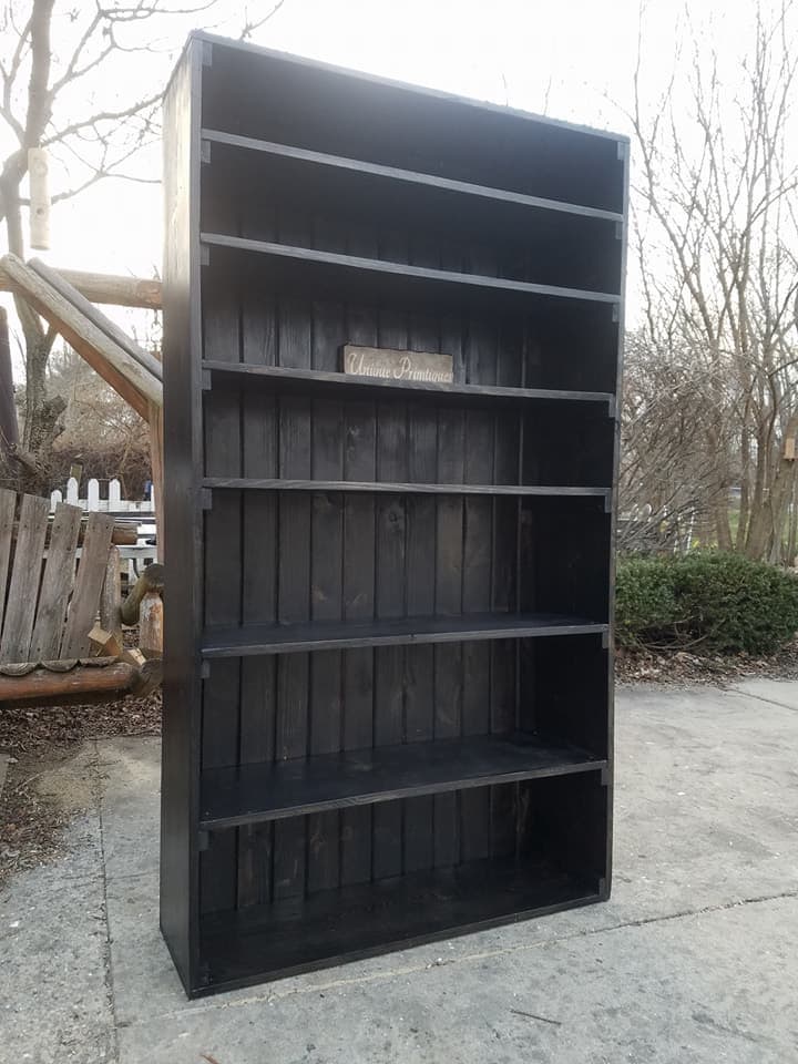 Rustic Wood Bookcase Shelf Reclaimed Ebony Primitive Book Shelf by ...