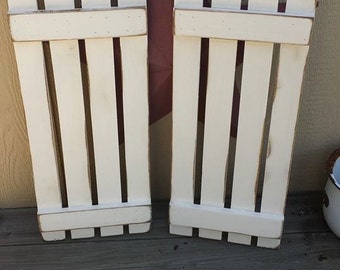 RUSTIC WOOD SHUTTERS Distressed 12x28&quot;h Country White Wooden Shutters Home Wall Farmhouse Decor Custom Colors Sizes Unique