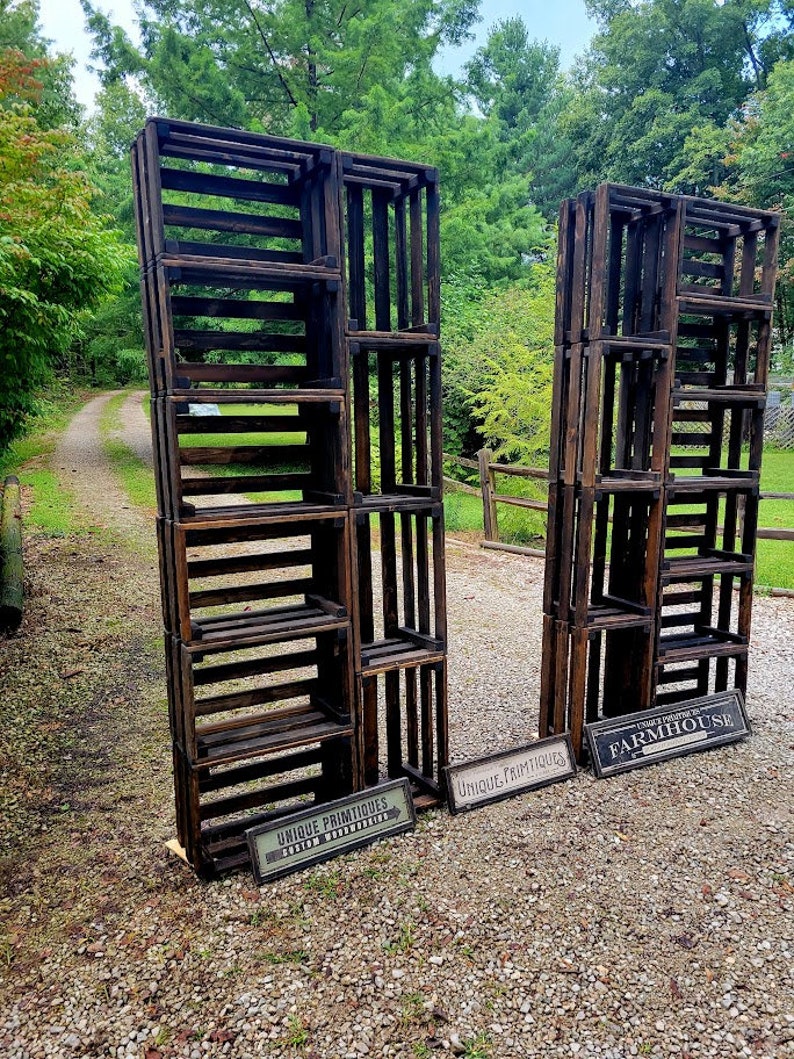 CRATES Rustic BOOKCASE Make Long Tall Narrow Wide WALL Unit Etsy
