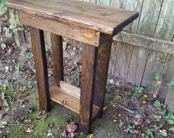 RUSTIC FARMHOUSE END Table Farm House Night Stand Dark Walnut Nightstand Bathroom Plant Stand W/ Shelf 14x29x35-1/2"h Custom Sizes Colors