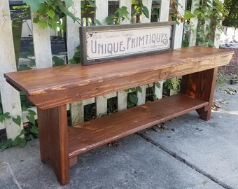 RUSTIC FARMHOUSE BENCH Large Table Riser Mud Room Porch Reclaimed Wood Bench Centerpiece Custom Sizes Colors Unique Primtiques