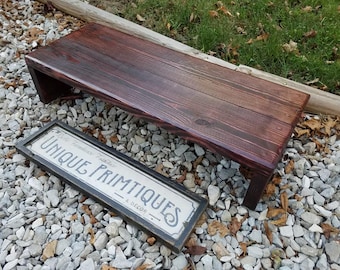 Rustic TABLE RISER Bench Large Centerpiece TV Entertainment Center Solid Wood Black Cherry Custom Sizes & Colors Unique