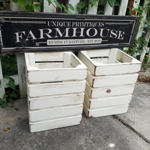 Two RUSTIC FARMHOUSE CRATES Reclaimed Salvaged Wood Wall Shelf Storage ...