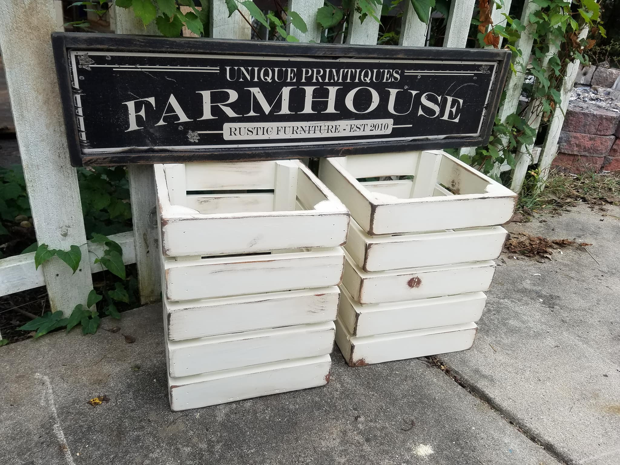Two RUSTIC FARMHOUSE CRATES Reclaimed Salvaged Wood Wall Shelf Storage ...