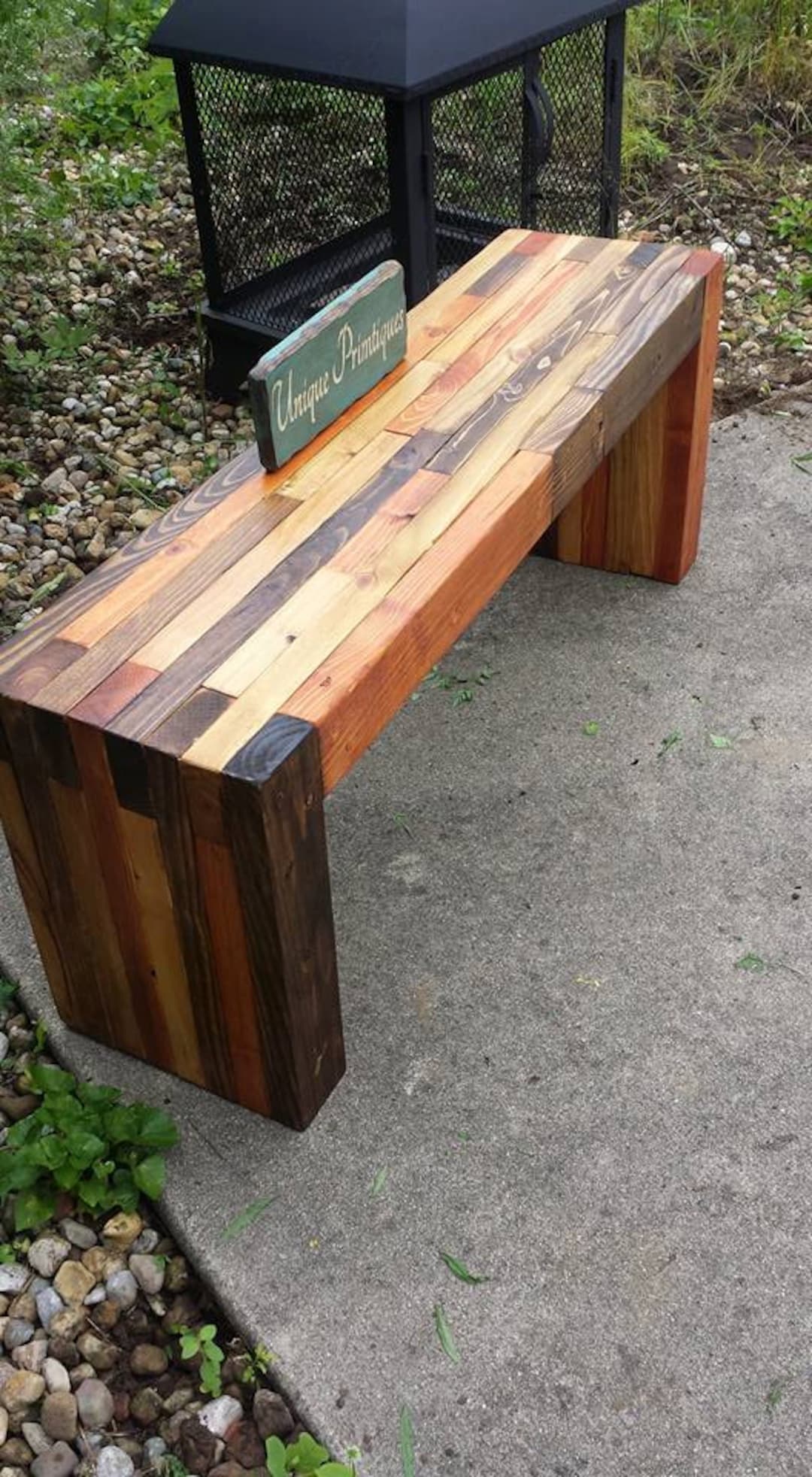 Reclaimed PALLET WOOD Rustic Bench by Unique Primtiques Salvaged Pine Walnut Oak Chestnut Stained Sealed Distressed Custom Sizes Colors Etsy UK