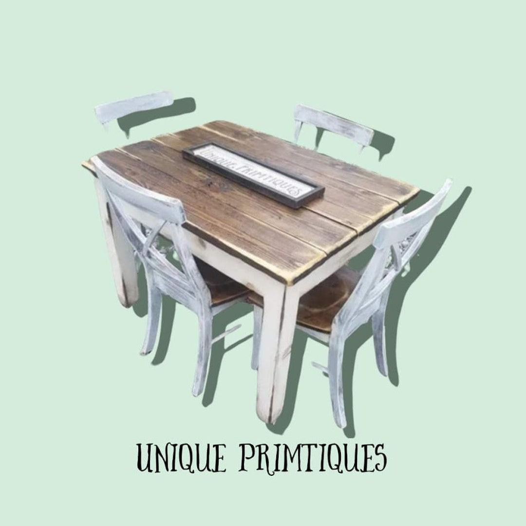 RUSTIC FARMHOUSE TABLE 5-piece Set Kitchen Dining Chairs Farm House ...