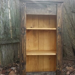 Rustic Primitive Large Dark Walnut Golden Oak Stain Reclaimed Wood Book Shelf Bookcase Hall Entry Kitchen 12x22-1/4x41h Custom Sizes Colors image 3