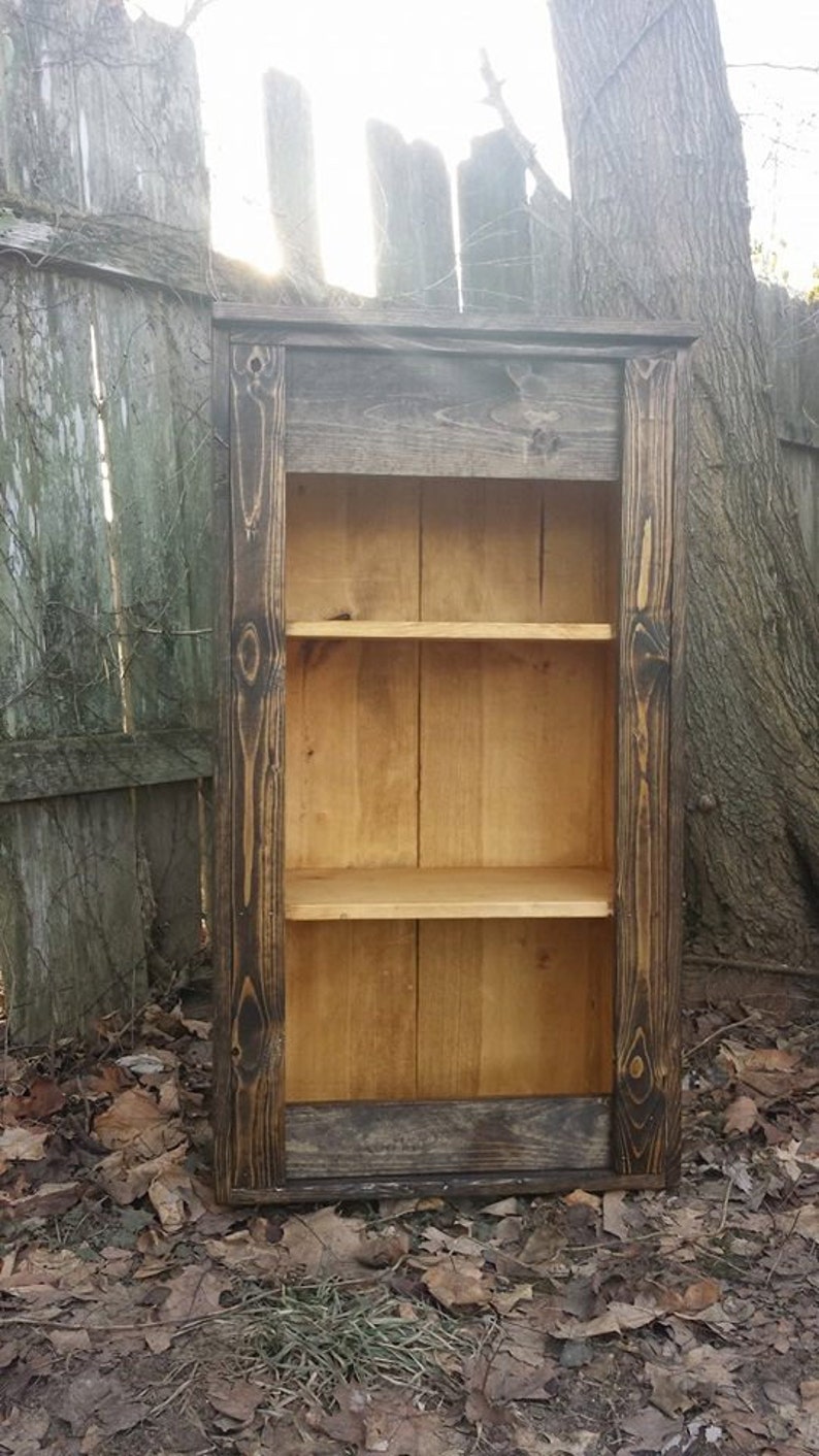 Rustic Primitive Large Dark Walnut Golden Oak Stain Reclaimed Wood Book Shelf Bookcase Hall Entry Kitchen 12x22-1/4x41h Custom Sizes Colors image 3