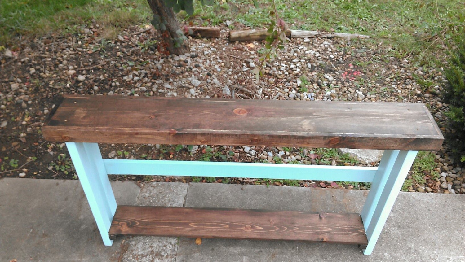 SOFA TABLE Accent Rustic Hall Entryway Console Reclaimed Wood Dark ...