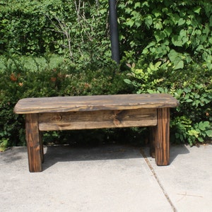 RUSTIC FARMHOUSE BENCH Farm House Reclaimed Wood Dark Walnut 14.5x44x18.5h Custom Sizes Colors Cabin Lodge Kitchen Porch Decor Unique
