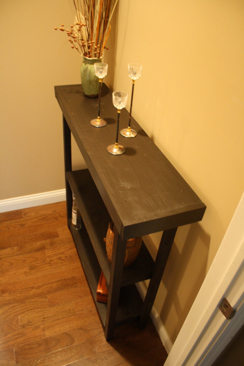 Espresso Mud Room Console Entry Sofa Hall Accent Table Book Shelf ...