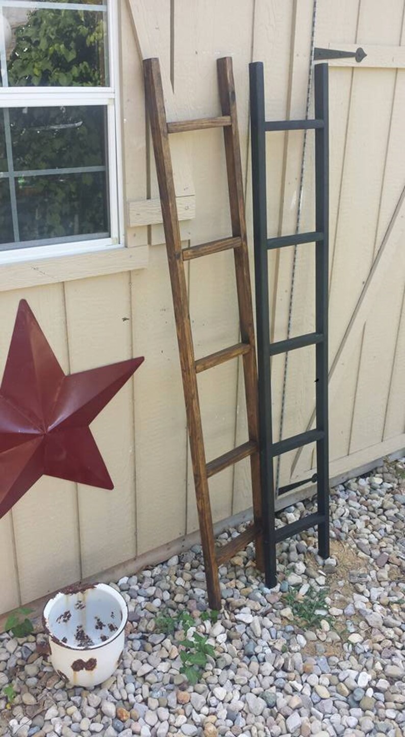 RUSTIC WOOD LADDER Primitive Dark Walnut 11x64 Quilt Blanket Etsy