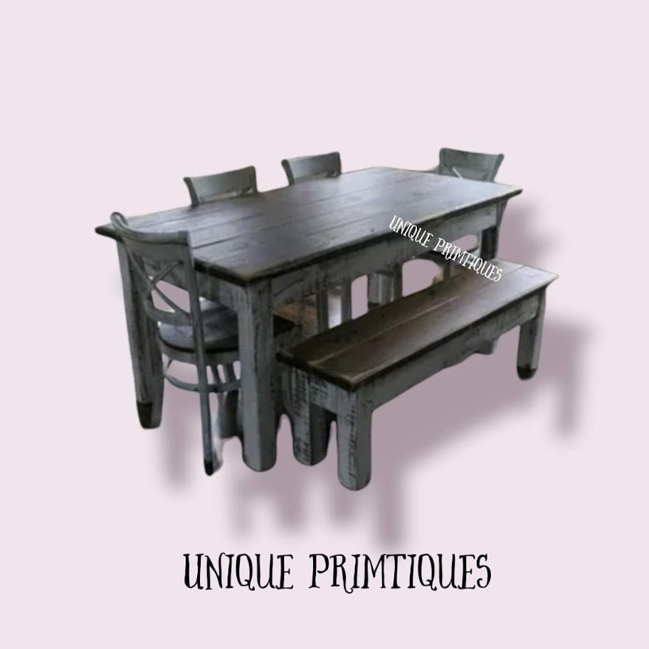 Rustic FARMHOUSE TABLE 6-piece SET Wood Farm House Kitchen | Etsy