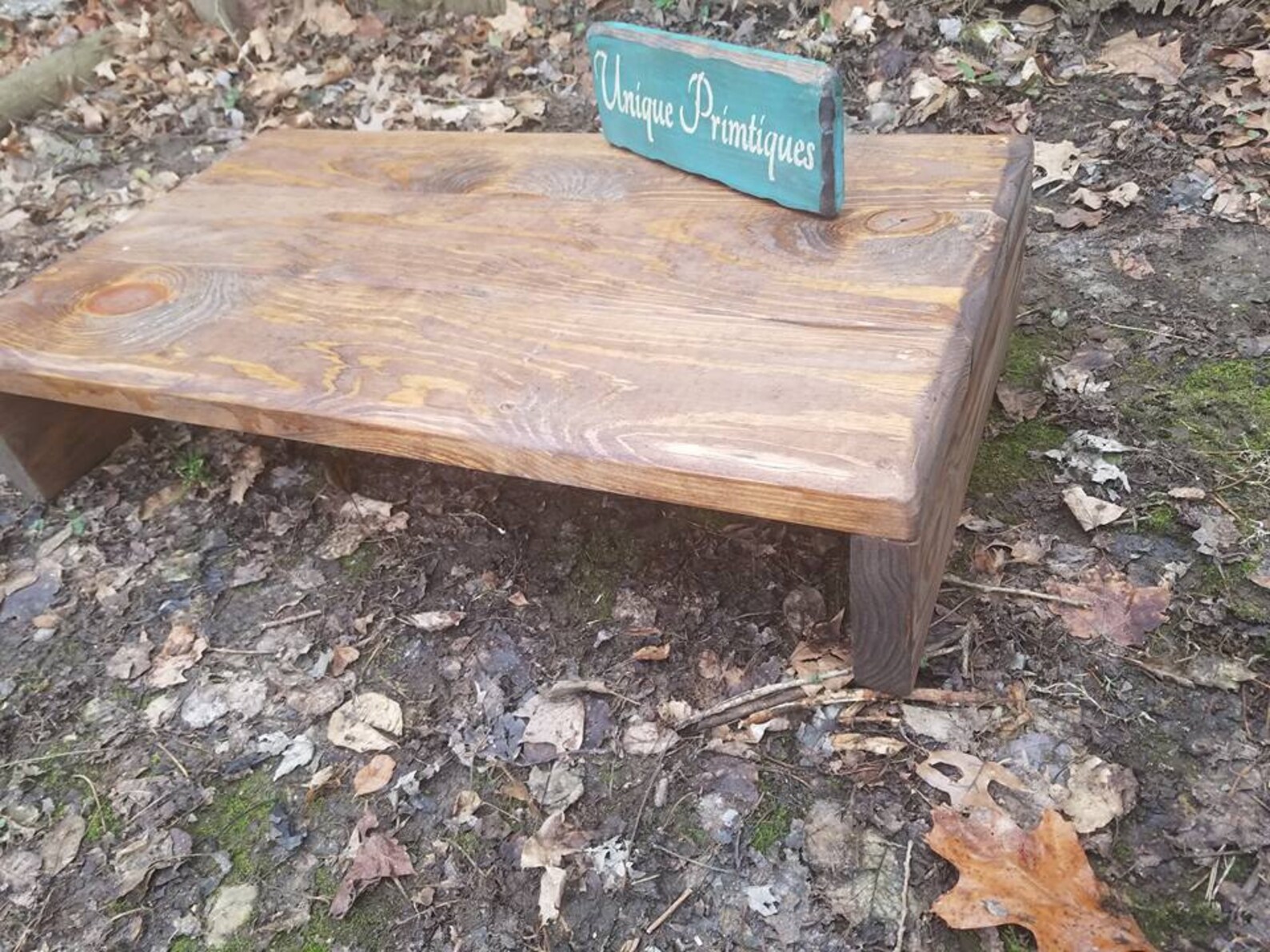 Beautiful Rustic Wood Table Riser Computer Monitor Desk Bench Wooden TV ...