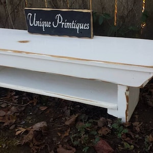 Shabby Chic Primitive Reclaimed Wood Table Riser Bench Home Decor Centerpiece Custom Sizes Colors 9.25x34x10&quot;h Distressed Country White