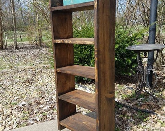 RUSTIC FARMHOUSE LADDER Bookcase Farm House Shelving Reclaimed Wood Stands Alone Storage Bookshelf Custom Sizes Colors Jewelry Shelf Unique