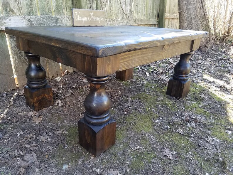 Turned Leg COFFEE TABLE Solid Rustic Reclaimed Salvaged Wood Etsy